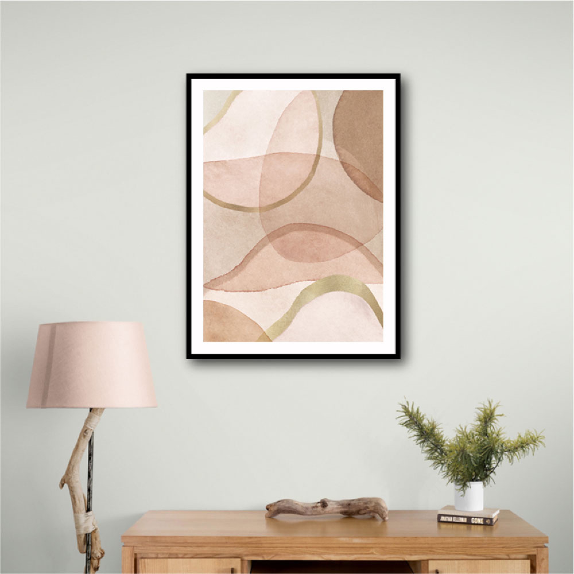 Blush and Brown Abstract Wall Art